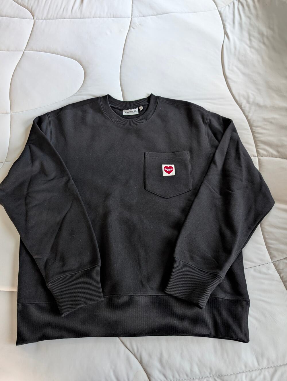 Carhartt WIP Heart Patch Pocket Crewneck Sweatshirt Black Men's Size Medium
